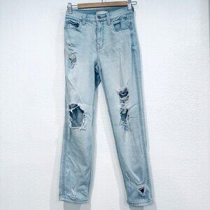 Eunina Jeans Distressed with Holes Stretch Light Blue Wash W24xL27 Womens Size 0